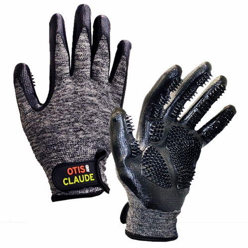 Otis and Claude pet grooming gloves